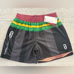 Baseball Lifestyle Kids' Black Athletic Shorts with Multicolor Waistband